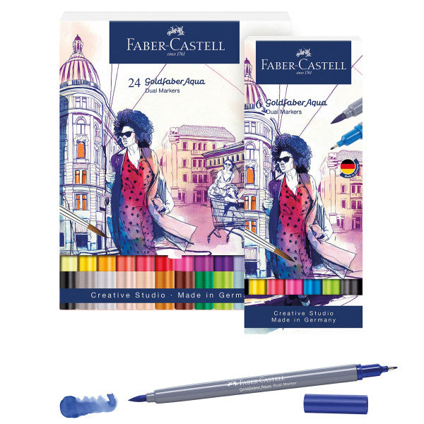 Watercolor Markers: Faber-Castell 12 Count Goldfaber Aqua Dual Marker –  Faber-Castell USA