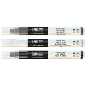 Lefrance Acrylic Markers Set of 3, 2-4 mm tip size , Nonochrome Colors
