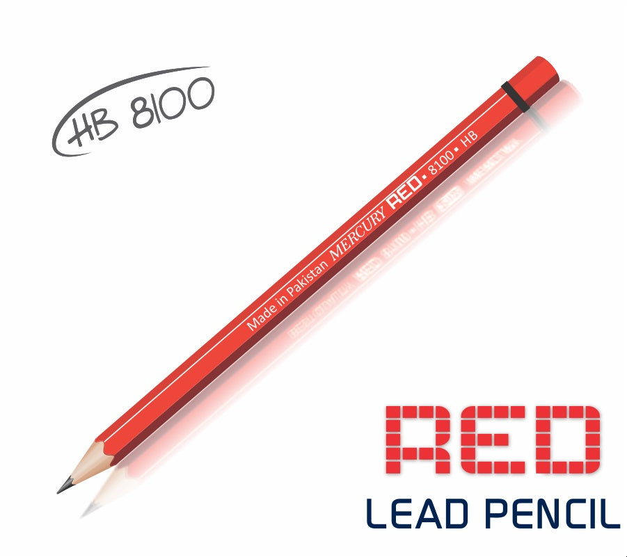 Mercury Red Hexagonal Graphite Lead Pencil HB  . 3 Different Body Colors