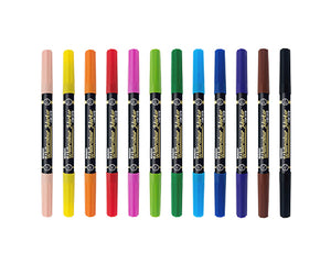 Mungyo Water Color Marker Set Dual Tip : Bullet & Flexible Brush Tip, 3 combinations of 6 colors each and Set of 12