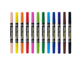 Mungyo Water Color Marker Set Dual Tip : Bullet & Flexible Brush Tip, 3 combinations of 6 colors each and Set of 12