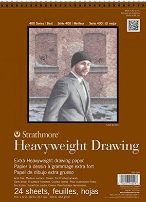 Strathmore Drawing Heavy Weight Cream Color Paper Spiral Pad 163 Gr,  24 Sheets ( 3 sizes )