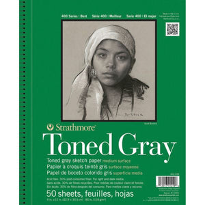 Strathmore Toned Grey Paper Spiral Pad 118 Gr,  ( 2 sizes )