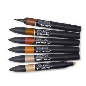 Winsor & Newton Pro Marker Set of 6 (Skin tones, Set 2 )