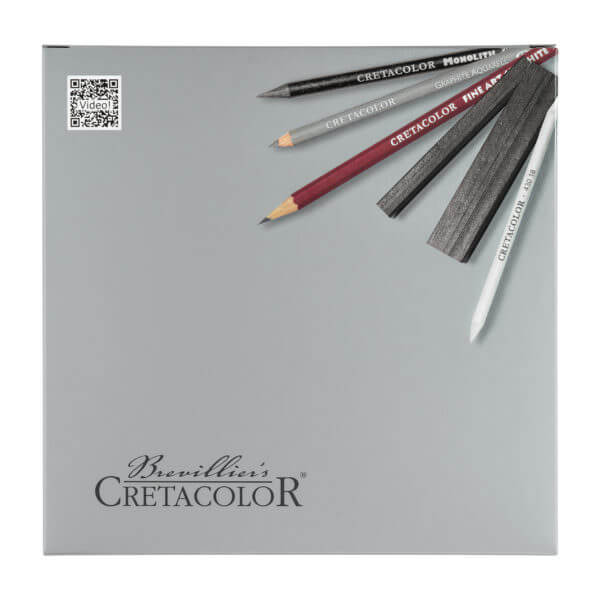 Silver Box Graphite and Drawing Set in Wooden Case