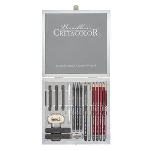 Silver Box Graphite and Drawing Set in Wooden Case