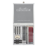 Silver Box Graphite and Drawing Set in Wooden Case