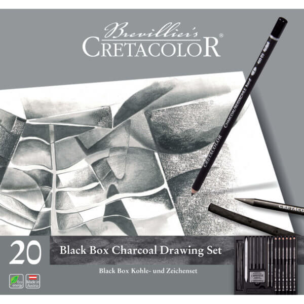 Cretacolor Black Box Coal Set, Charcoal and Drawing Set of 20 pc