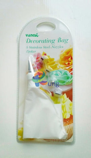 6 Pcs Cake Decorating Tips Set. 5 Stainless Steel Icing + 1 Pastry Bag ( Dough And ) Craft Misc