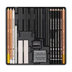 Cretacolor Wolf Box ( Black & White )  Charcoal Set