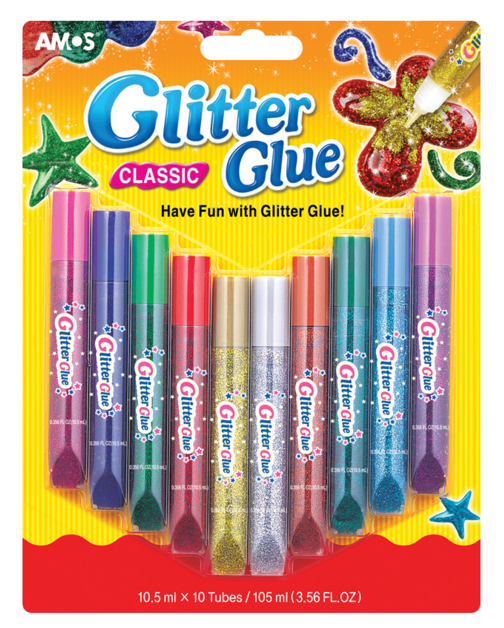 Glitter Glue Classic Set of 10 (10.5 ml tubes )