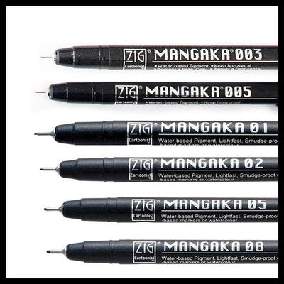 Zig Mangaka Cartoonist Outline Pen - Black - 08 Tip