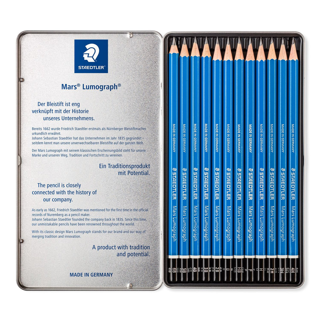 Staedtler Mars Lumograph Drawing Pencil Set of 12 ,  4H - 6B
