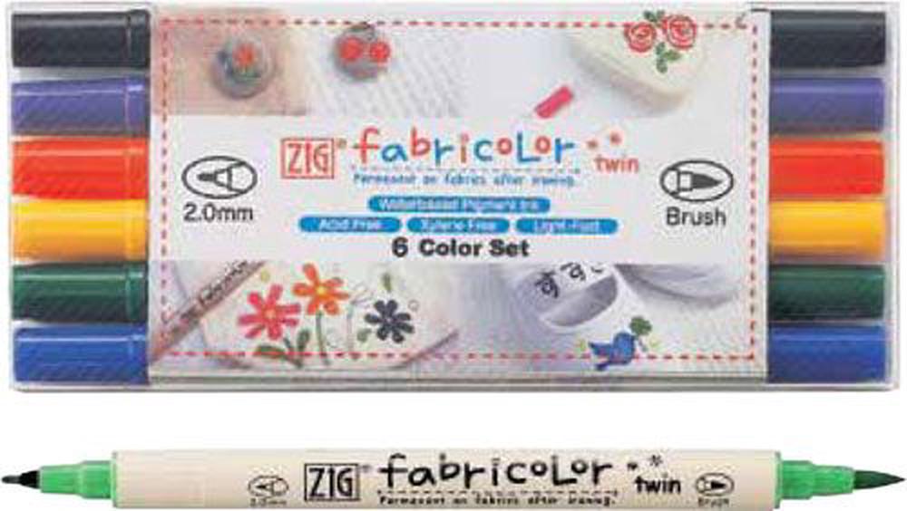 Zig Fabricolor Dual Tip Fabric Brush Pen ( Set of 6 and 12 )
