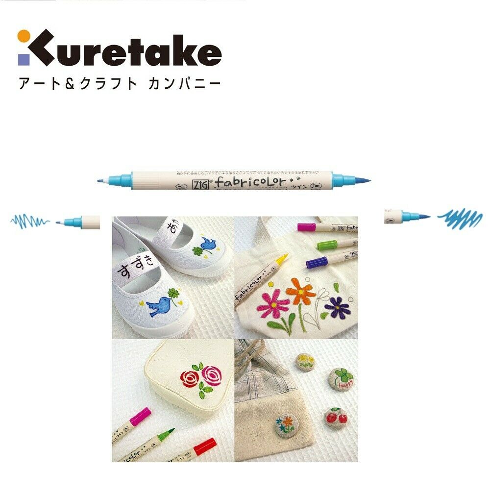 Zig Fabricolor Dual Tip Fabric Brush Pen ( Set of 6 and 12 )