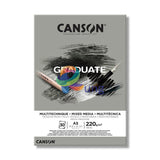 Canson Graduate Mix Media Grey Pad . 220 Gr 30 Sheets 5.8 X 8.3 (A5) Sketch Book &