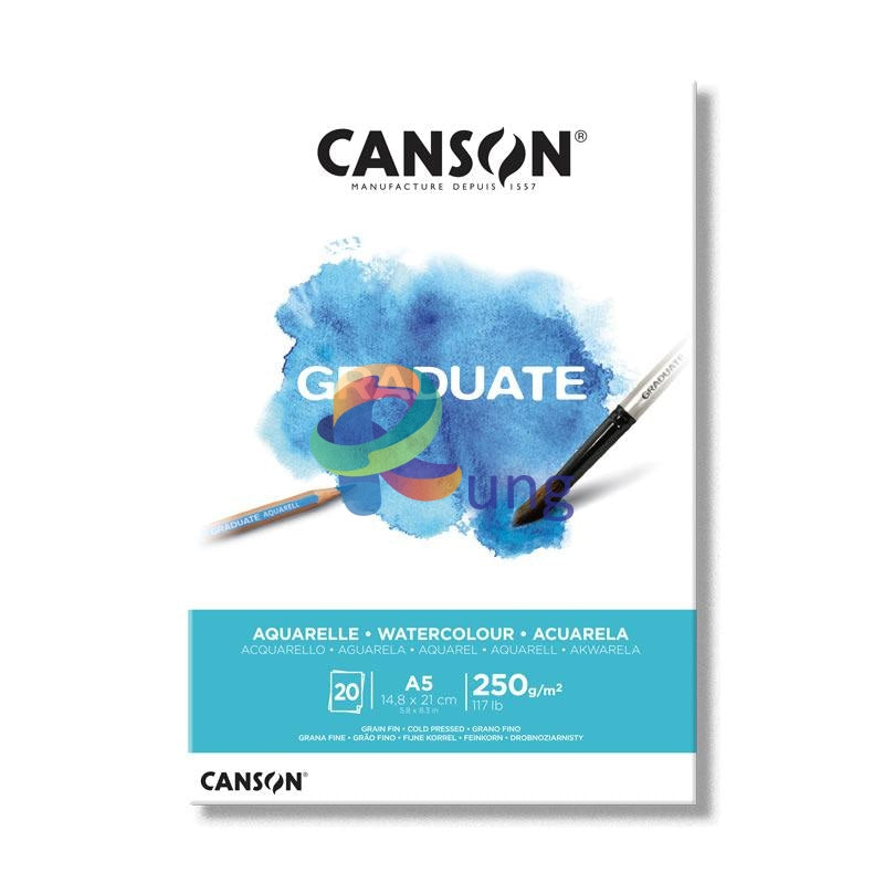 Canson Graduate Water Color Pad 250 Gr 20 Sheets 5.8 X 8.3 (A 5) Sketch Book &