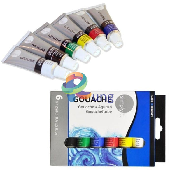 Daler Rowney Simply Gouache Set – 24 Farben à 12 Ml – Wasserbasiert & Deckend – Für Einsteiger & Hobbykünstler