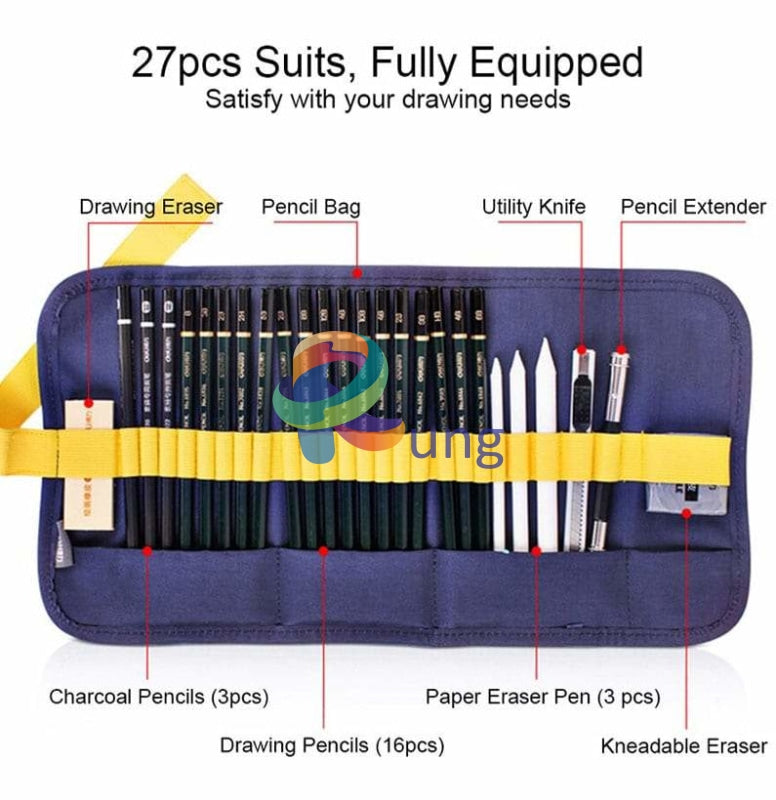 Deli Sketch Pencils Set 27 Piece Art Supplies Professional Drawing For Adults Pro Beginners Artist