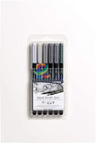 Lyra Aqua Duo Brush Marker Set Of 6 Grey Tones Markers