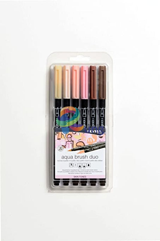 Lyra Aqua Duo Brush Marker Set Of 6 Skintones Markers