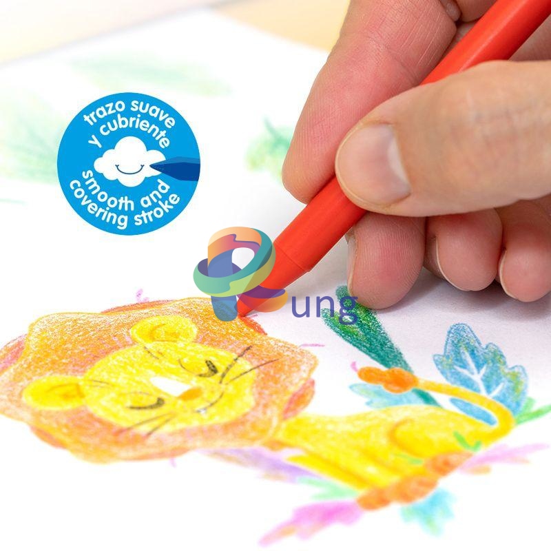 Milan Plastipastel Box 12 Round Shape (Contains 2 Fluo Colours) Oil Pastel