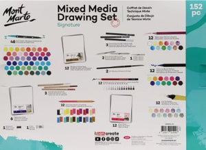 Monte Marte Mix Media Drawing Set of 152 pcs ( Markers, Color Pencils , Fineliners, Sketch Pencils, Charcoals , Etc )