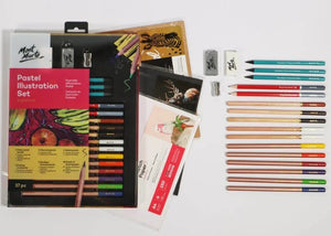Monte Marte Colored Pastel & Charcoal Illustration Set of 37 pc