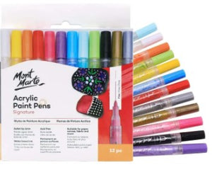 Monte Marte Fine Tip Acrylic Paint Pens , Markers,  Set of 12