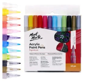 Monte Marte Fine Tip Acrylic Paint Pens , Markers,  Set of 12
