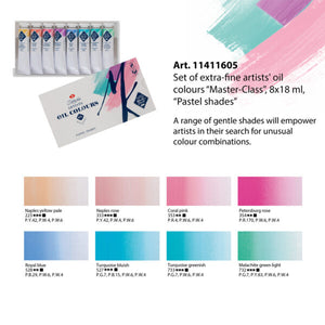 Nevskaya Palitra St. Petersburg Master Class Extra Fine Artists Oil Color Paint Set of 8 x18 ml tubes ( PORTRAIT TONES )