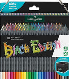 Faber-Castell Black Edition Colored Pencils - Black Wood and Super Soft Core Lead, Coloring Pencils for Kids & Teens