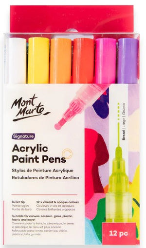 Monte Marte Broad Tip Acrylic Paint Pens , Markers,  Set of 12