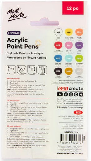 Monte Marte Broad Tip Acrylic Paint Pens , Markers,  Set of 12