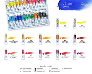 Nevskaya Palitra St. Petersburg Master Class Extra Fine Artists Water Color Paint Set of 12 & 24 x 10 ml tubes