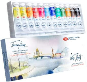 Nevskaya Palitra St. Petersburg Master Class Extra Fine Artists Water Color Paint Set of 12 & 24 x 10 ml tubes