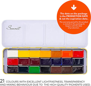 Nevskaya Palitra St. Petersburg, Sonnet, Studio Water Color Paint Set of 21 in Metal Box