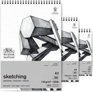 Winsor & Newton Spiral Sketch Pads, Extra White, 50 sheets  ( 4 sizes )