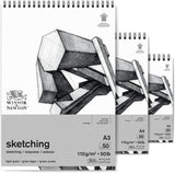 Winsor & Newton Spiral Sketch Pads, Extra White, 50 sheets  ( 4 sizes )