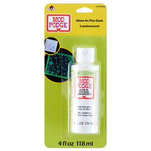 Plaid, Mod Podge Glow in the Dark Luminescent Water base glue sealer and finish. 4 fl oz   118 ml