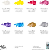 Mont Marte Permanent Fabric Paint Set 8 x 20ml Metallic Colours for Textile, Fabric, T-Shirt, Canvas, Wood, Ceramic, Glass