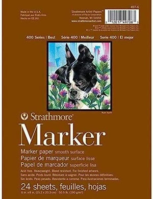 Strathmore Marker Paper Pad, Natural White, 190 Gr,  24 sheetsa, ( 2 sizes )
