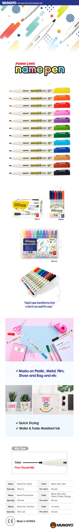 Mungyo Powerline Name Pen Marker Set of 3 & 5 in plastic bag