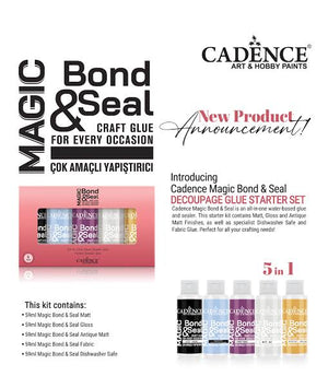 Cadence Magic Bond and Seal Decoupage Glue , 59 ml Starter Set of 5