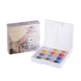 Nevskaya Palitra St. Petersburg, White Nights , International Water Color Society, Extra Fine Artist Color Water Paint Set of 12 X 2.5 ml pans in Plastic Box