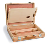 Wooden Artist Brush Box for Watercolor, Oil and Acrylic Painting. With Palette and Palette Stand