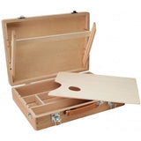 Wooden Artist Brush Box for Watercolor, Oil and Acrylic Painting. With Palette and Palette Stand