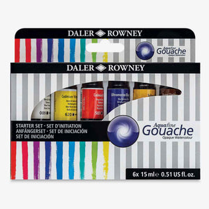 Daler Rowney Aquafine Gouache Opaque Watercolor Set of 6 x 15ml tubes