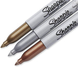 Sharpie Permanent Metallic Markers Set of 3, Fine Tip, Assorted Metallic Colours