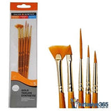 Daler Rowney Simply Gold Taklon Synthetic Brush Set for Acrylic Color, 5 pc